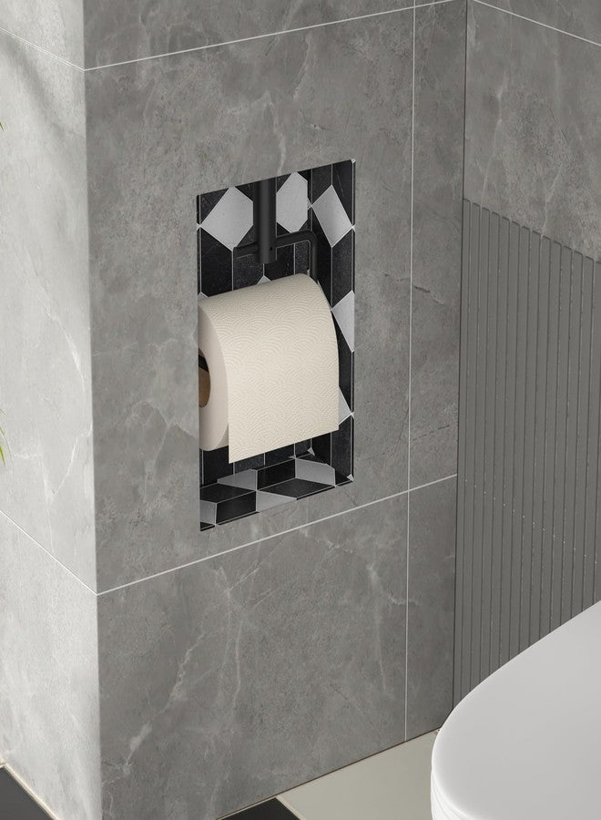 Bernkot Tile Ready Toilet Paper Holder, in Wall Toilet Paper Niche, Tile in Toilet Roll Holder for Bathroom Remodel (Matte Black Roll Shaft) - Image 2