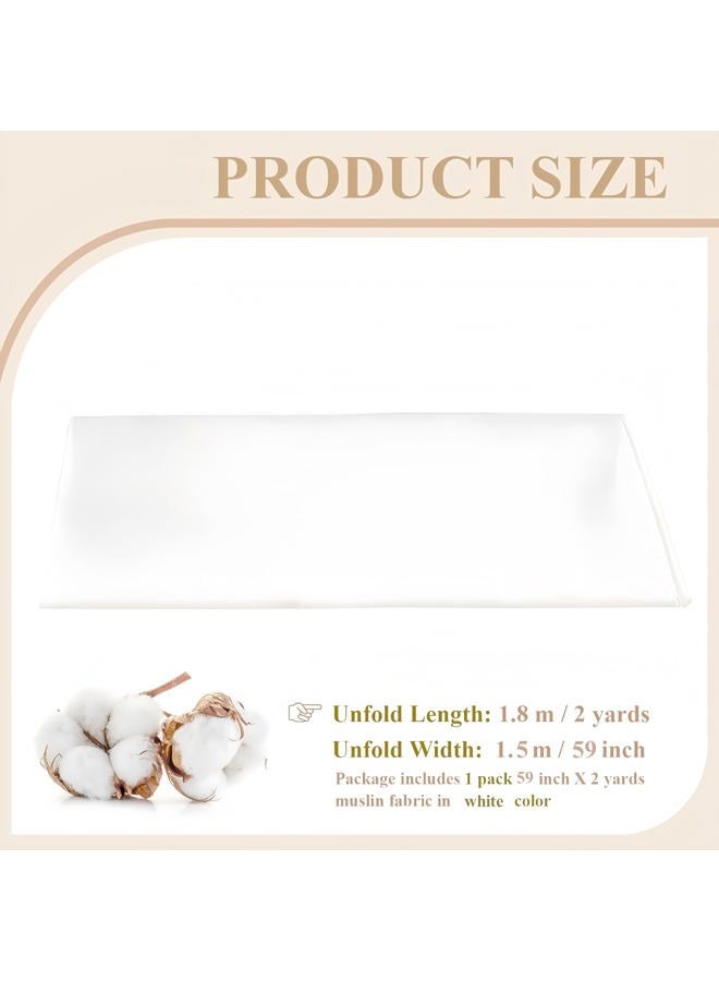 PEASUG 100% Cotton Muslin Fabric,59 inch x 2 Yards Bleached Muslin Linen Fabric by The Yard, Medium Weight Draping Fabrics Suitable for Sewing Embroidery, Garments, Crafts Material-White - Image 2
