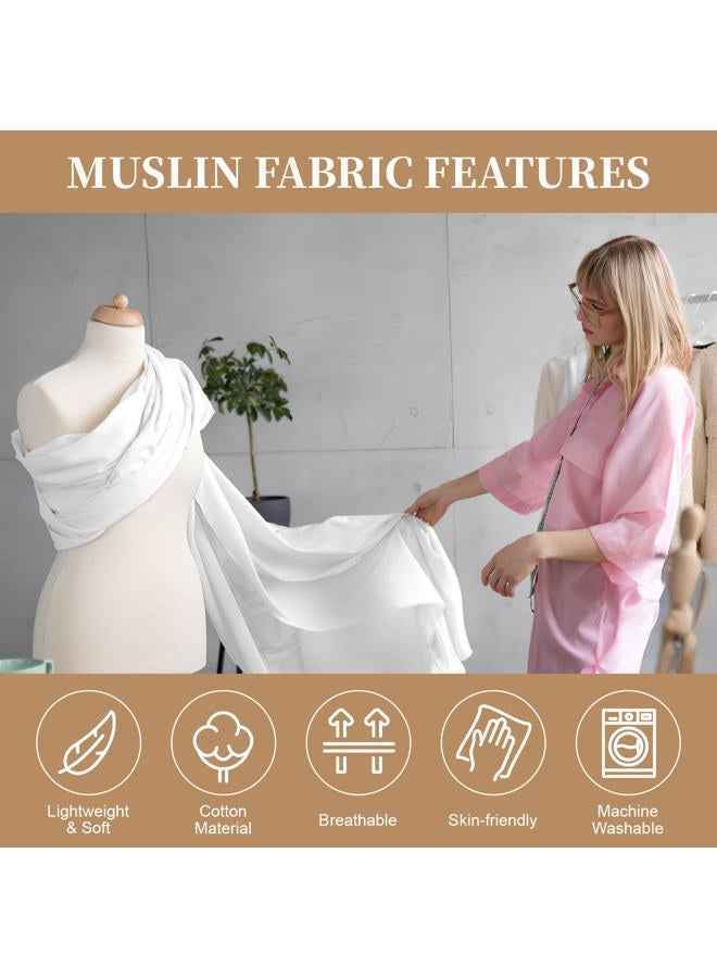 PEASUG 100% Cotton Muslin Fabric,59 inch x 2 Yards Bleached Muslin Linen Fabric by The Yard, Medium Weight Draping Fabrics Suitable for Sewing Embroidery, Garments, Crafts Material-White - Image 4