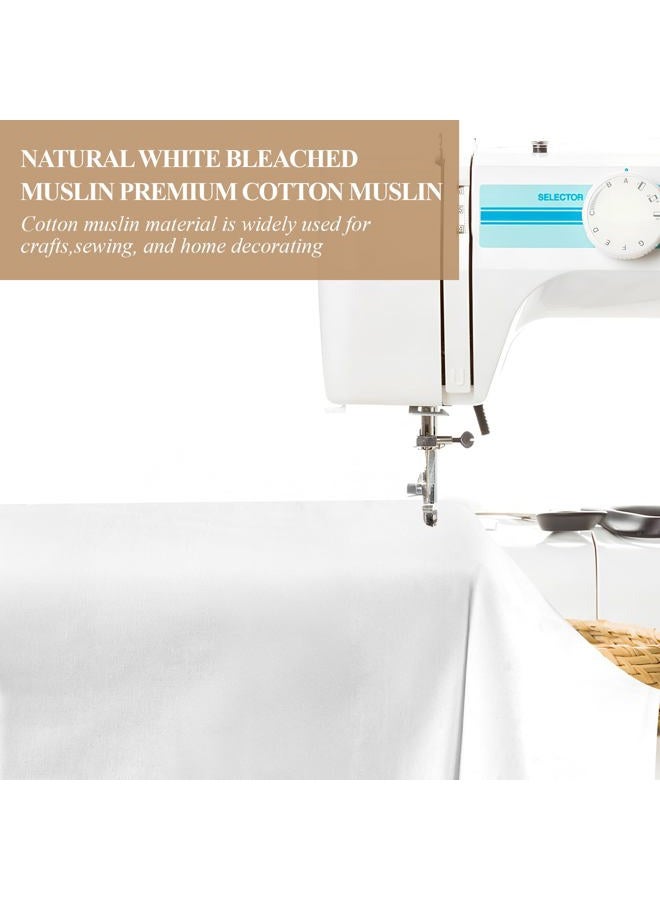 PEASUG 100% Cotton Muslin Fabric,59 inch x 2 Yards Bleached Muslin Linen Fabric by The Yard, Medium Weight Draping Fabrics Suitable for Sewing Embroidery, Garments, Crafts Material-White - Image 5