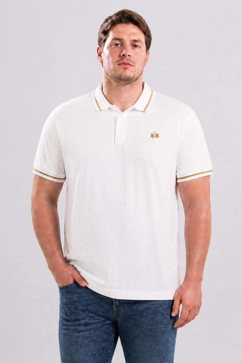 La Martina Men Regular Fit Embroidered Logo Short Sleeve Polo Shirt, White - Image 1