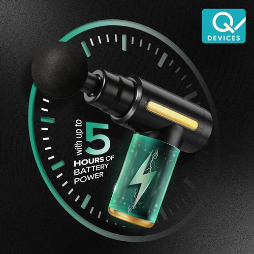 Q DEVICES Portable Massage Gun - Percussive Therapy Deep Tissue Massager for Muscle Recovery, 6 Speeds & 4 Heads - Ultra Quiet Electric Handheld Gun Massager for Back, Neck, Athletes & Pain Relief - Image 4