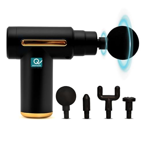 Q DEVICES Portable Massage Gun - Percussive Therapy Deep Tissue Massager for Muscle Recovery, 6 Speeds & 4 Heads - Ultra Quiet Electric Handheld Gun Massager for Back, Neck, Athletes & Pain Relief - Image 1