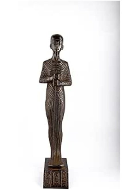 Ancient Egyptian statue of Ptah is an ancient Egyptian deity, as creator god and patron of craftsmen and architect. In the triad of Memphis . Large heavy black stone made in Egypt.