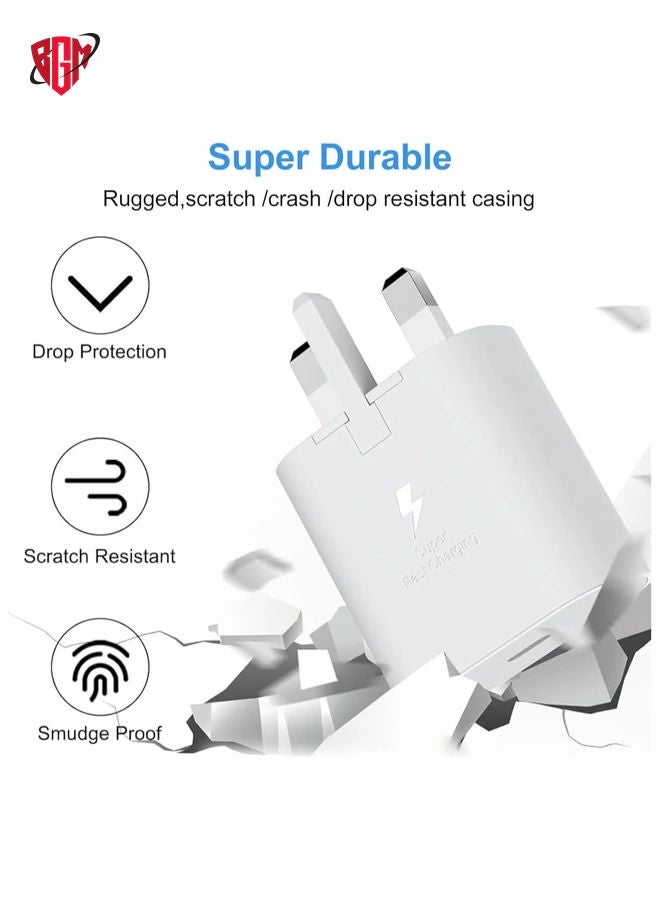 BGM For Samsung 45w Fast Charger Type C Samsung Super Fast Charger 45W with 5FT USB-C Cable*2pcs, Android Charger for Samsung Galaxy S23 Ultra/S23/S23+/S22/S22 Ultra/S22+/Note 10/20/S20 (white-2pcs Cable) - Image 4