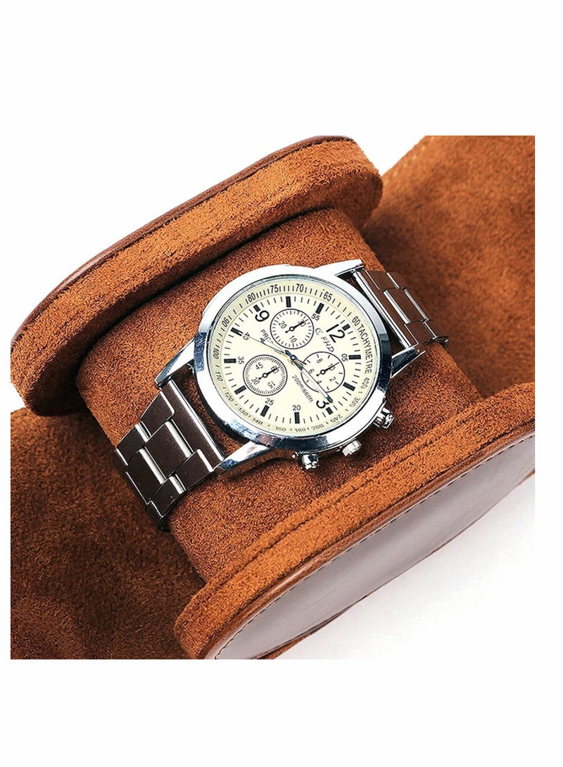 Watch Roll Travel Case, Single Watch Case for Men and Women with Suede Lining - Watch Roll Travel Case - Storage Organizer and Display(Dark Brown)… - Image 3
