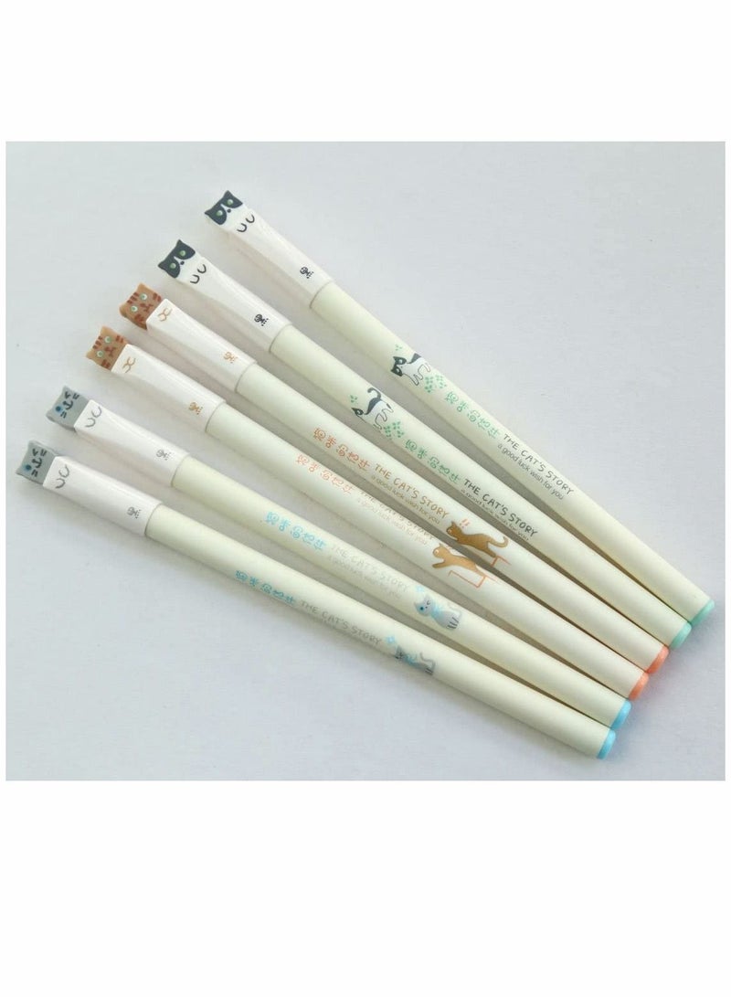 Black Ink Gel Pens, 0.38mm Cute Pens Japanese Kawaii Cat Ultra Fine Point Tip Pen Set Rollerball for Stationary School Office Supplies, Great Art Crafts Scrapbooks (6 pack) - Image 2