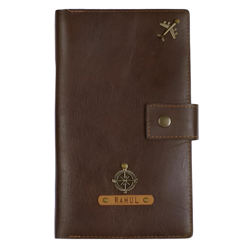 Junket Family Passport Holder for 4 | Personalized Vegan Leather Travel Wallet Organizer | Custom Passport Cover for Family Trips | Premium Diwali & Wedding Gift (Dark Brown) - Image 1