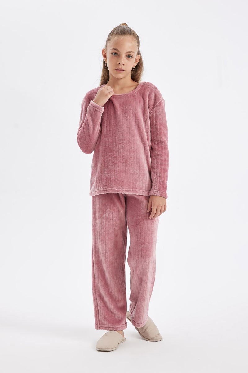 DeFacto Girl Fleece Long Sleeve 2 Piece Pajama Set - Image 4