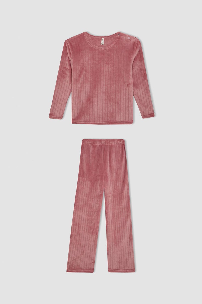 DeFacto Girl Fleece Long Sleeve 2 Piece Pajama Set - Image 2