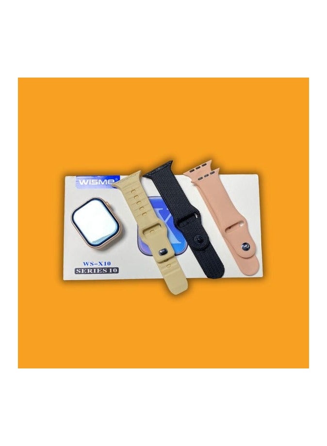 WISME The Wisme WS-X10 Series 10 Smartwatch is designed to bring both style and functionality to your wrist. Featuring an interchangeable 3-in-1 strap set, advanced health monitoring, and fitness tracking capabilities, this smartwatch is ideal for everyday use and fitness enthusiasts alike. - Image 1