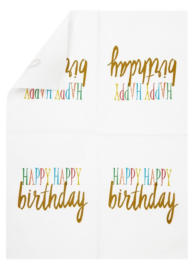 BLUE PANDA Happy Birthday Napkins - 5 x 5 in, 2-Ply White Paper, Pack of 100 - Colorful for Birthday Party & Cocktail Use - Image 4