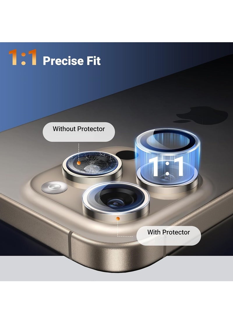ايونلاين واقي عدسة الكاميرا iPhone 16 Pro Max  【حماية قصوى ضد السقوط】【تصوير عالي الدقة بدون فقدان】【واقي فردي】واقي كاميرا سهل التركيب متوافق - 99% من كفرات الهاتف شفاف  - Image 2