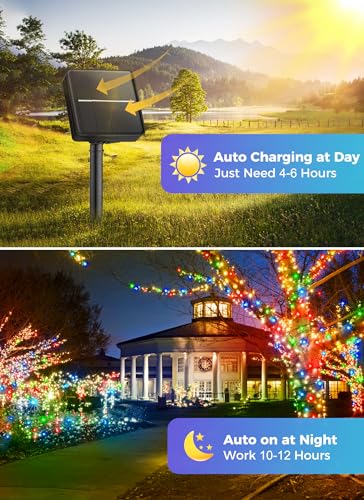 Minetom Solar String Lights Outdoor, 40FT 100 LED String Lights Solar Powered with 8 Lighting Modes, Waterproof Solar Patio Lights, Colorful Solar String Lights for Outside Tree, Multicolor - Image 2