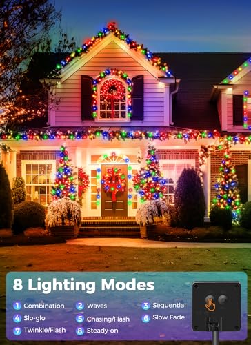 Minetom Solar String Lights Outdoor, 40FT 100 LED String Lights Solar Powered with 8 Lighting Modes, Waterproof Solar Patio Lights, Colorful Solar String Lights for Outside Tree, Multicolor - Image 3
