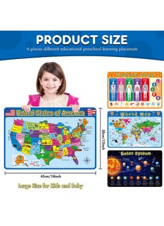 Patelai 40 Pcs Disposable Placemats For Baby 12 X 18 Inch Educational Placemats For Toddlers Waterproof Learning Table Mat Usa Map Human Body Solar System Placemat For Kids Kindergarten Homeschool  - Image 2