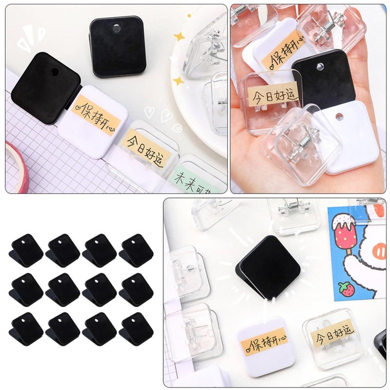 Plastic Foldback Clips Black and Transparent 12 Pack for Office Paper Bills Receipts Document Sealing and Filing - Image 5