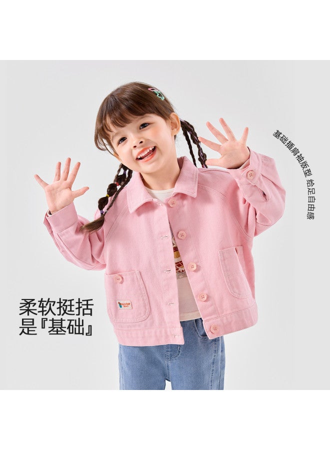 Doodle Home girls' Denim Jacket, Autumn Polo Collar Baby Jacket, Kids' Fall Top - Image 4