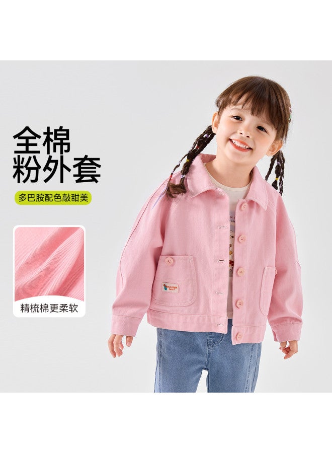 Doodle Home girls' Denim Jacket, Autumn Polo Collar Baby Jacket, Kids' Fall Top - Image 2