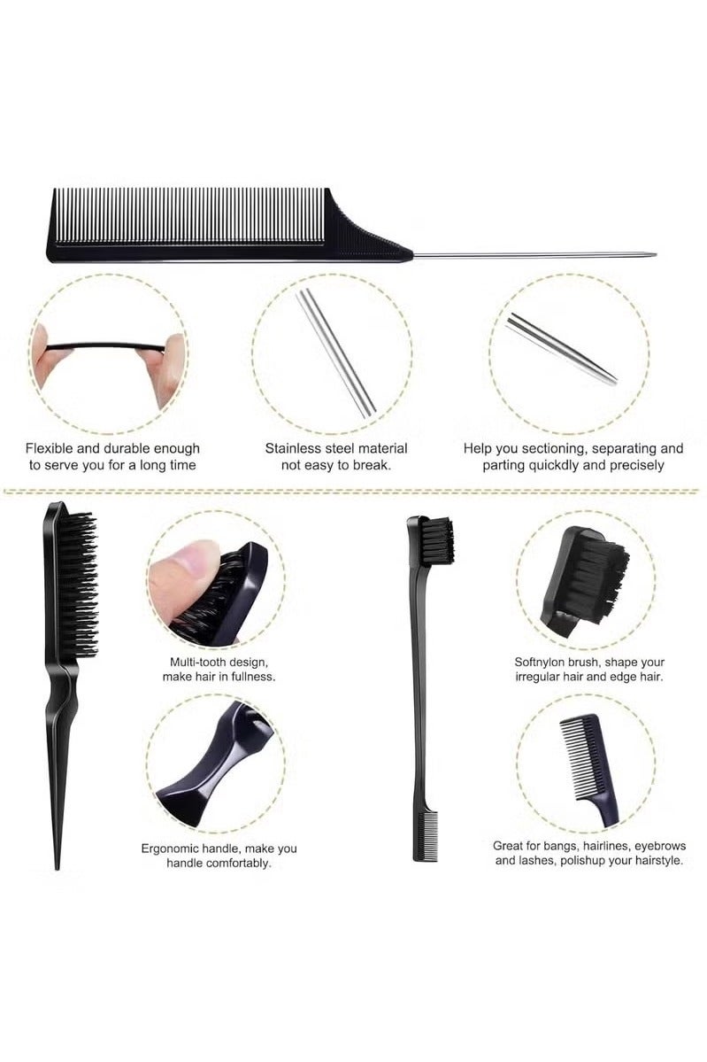 IKZEE 75g Hair Wax Stick and Comb Set 3 PCS Edge Control Brush Hair Slick Stick Wax Stick for Hair Bristle Brush for Flyaways Teasing Brush for Hair Styling for Baby Hair & Flyaways & Edge Frizz Hair - Image 3