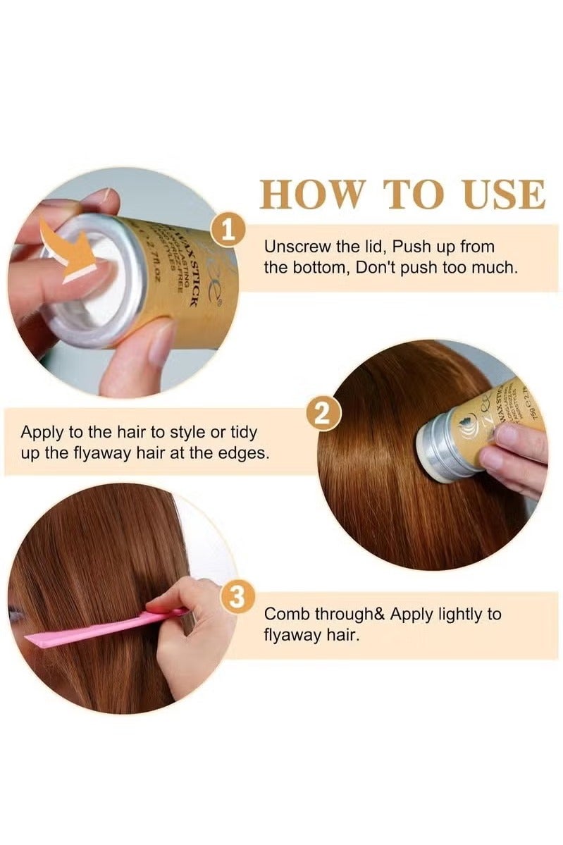 IKZEE 75g Hair Wax Stick and Comb Set 3 PCS Edge Control Brush Hair Slick Stick Wax Stick for Hair Bristle Brush for Flyaways Teasing Brush for Hair Styling for Baby Hair & Flyaways & Edge Frizz Hair - Image 5
