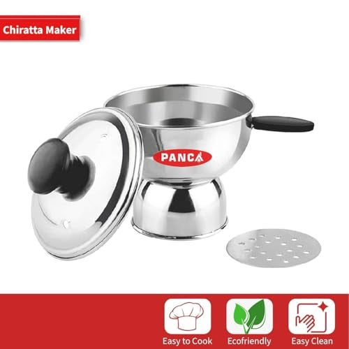 PANCA Chiratta Puttu Maker with Handle | Stainless Steel Puttu Kutti for Cooker Use | Traditional Chiratta Puttumakker with Steamer | Puttu Kudam Kolal Kozha Maker for Home Use – Silver - Image 2
