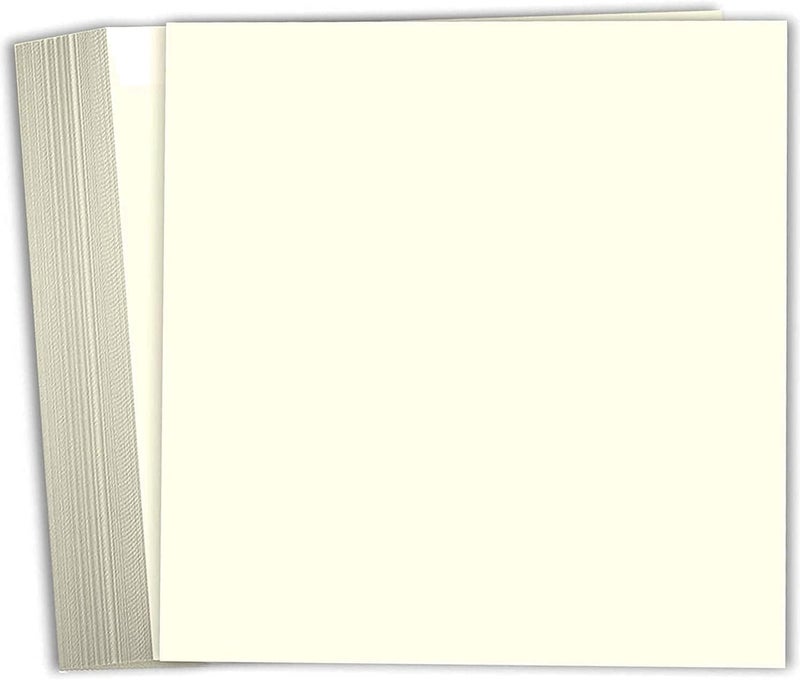 Hamilco 8x8 Cream White Scrapbook Cardstock Paper 100lb Cover Card Stock 100 Pack - Image 1