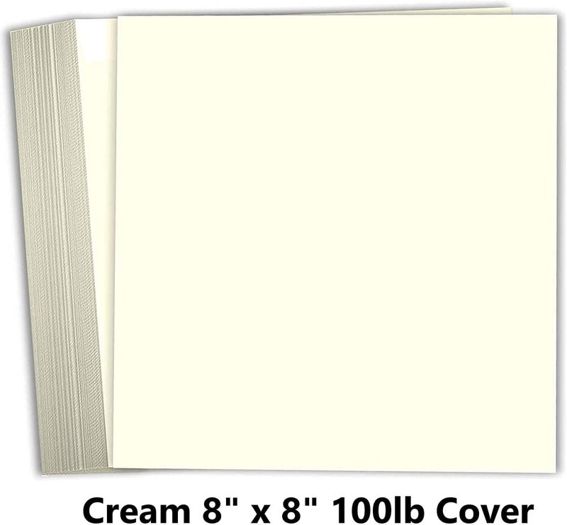 Hamilco 8x8 Cream White Scrapbook Cardstock Paper 100lb Cover Card Stock 100 Pack - Image 2