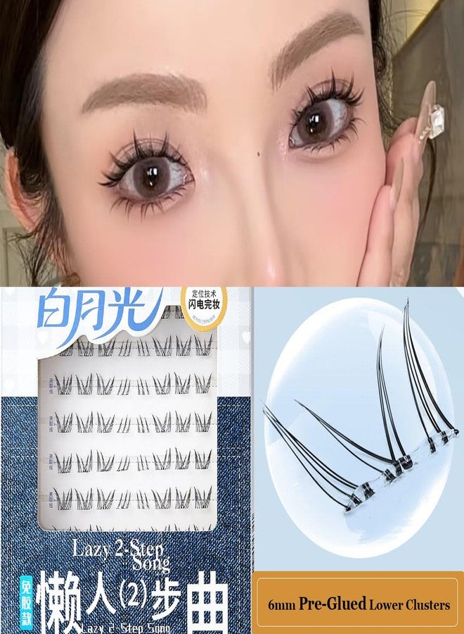 LASGOOS Self Adhesive Bottom Eyelashes Press On Lower Eyelash LASGOOS Natural 6mm Lash Individual Pre-Glued Cute DIY Eyelash Extensions No Glue No Remover Needed Lashes Beginner Friendly 80 Clusters - Image 3