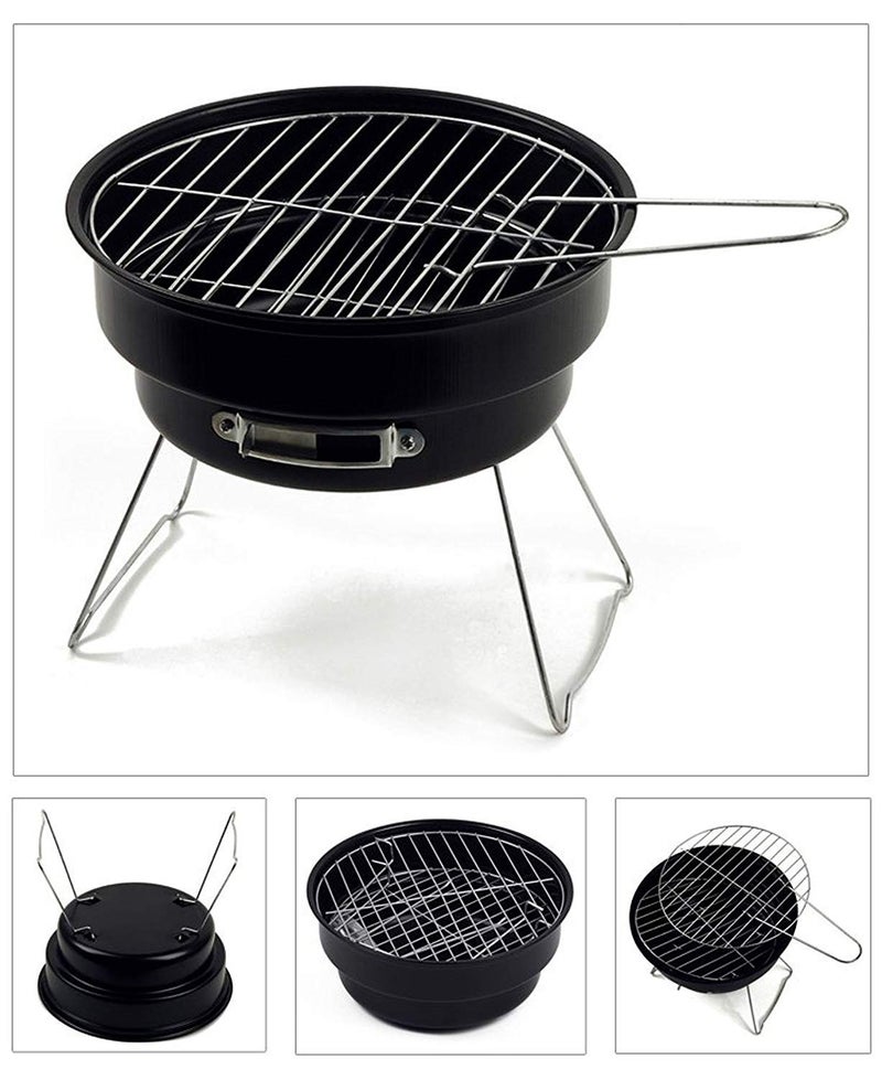 GTC Bbq Round Shape Barbeque/Portable Charcoal Barbecue Table Camping Outdoor Garden Grill Bbq Black Carbon Steel Itn-179-3 Color Black, Free Standing - Image 2