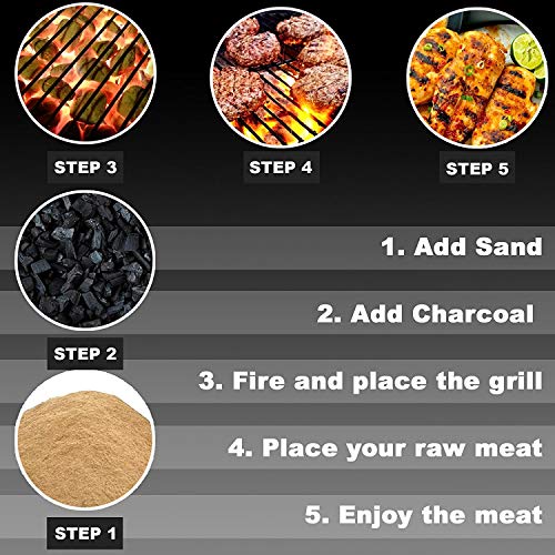 GTC Bbq Round Shape Barbeque/Portable Charcoal Barbecue Table Camping Outdoor Garden Grill Bbq Black Carbon Steel Itn-179-3 Color Black, Free Standing - Image 3