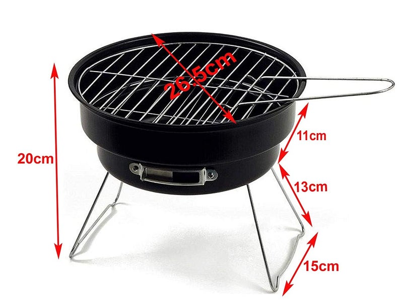 GTC Bbq Round Shape Barbeque/Portable Charcoal Barbecue Table Camping Outdoor Garden Grill Bbq Black Carbon Steel Itn-179-3 Color Black, Free Standing - Image 4