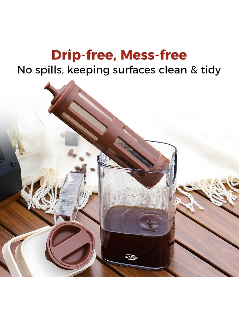 صانع قهوة باردة 1000مل بفلتر قابل للإزالة وصنبور مانع للتسرب للقهوة المثلجة والشاي والمشروبات المنكهة موفر للمساحة - Image 4