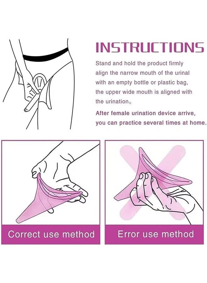 JS Female Urination Device, Portable Urinal for Women, Female Reusable Urinal Funnel, Female Pee Funnel for Travel, Hiking, Camping, Outdoor Activities (Pink) - Image 3