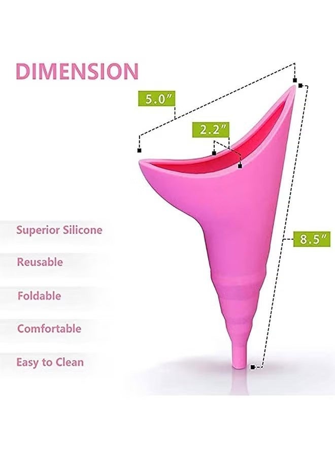 JS Female Urination Device, Portable Urinal for Women, Female Reusable Urinal Funnel, Female Pee Funnel for Travel, Hiking, Camping, Outdoor Activities (Pink) - Image 4
