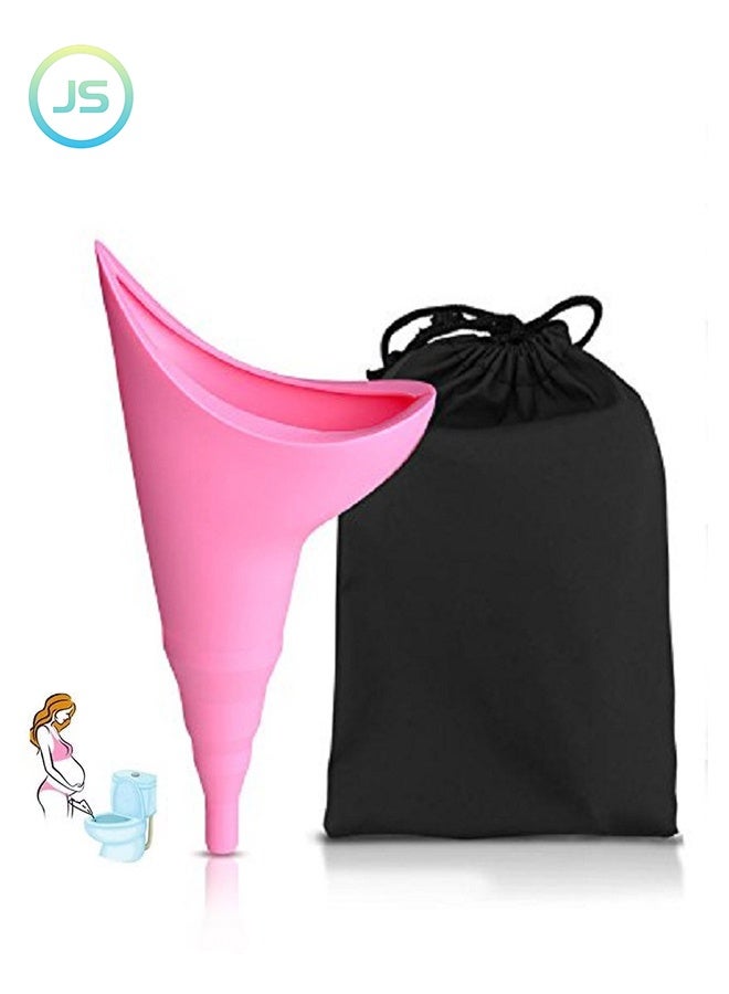 JS Female Urination Device, Portable Urinal for Women, Female Reusable Urinal Funnel, Female Pee Funnel for Travel, Hiking, Camping, Outdoor Activities (Pink) - Image 1
