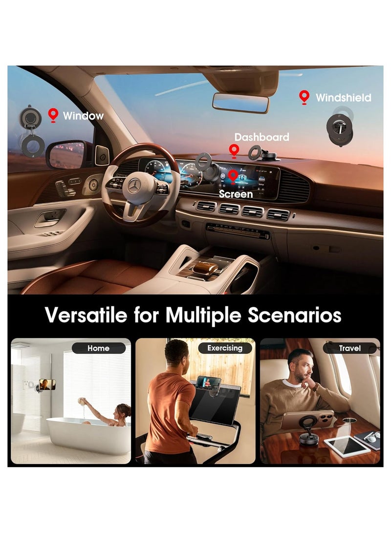 2025 Upgraded Vacuum Magnetic Car Phone Holder 360° Reinforced 96LBS Ultra Suction Cup Phone Mount for MagSafe Cell Phone Holders for Your Car/Gym/Mirror Mount for iPhone & Android  - Image 2