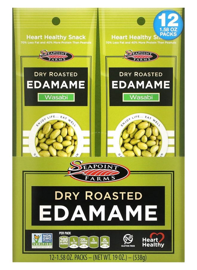 SEAPOINT FARMS Dry Roasted Edamame Wasabi 12 Packs 1.58 oz (45 g) Each 