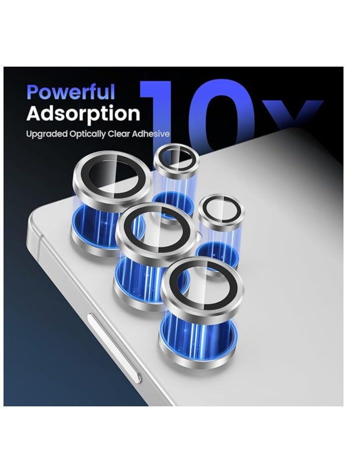 Denx Camera Lens Protector for Samsung Galaxy S25 Ultra 6.9inches, Single Ring Cover 9H Hardness Tempered Glass, Easy Installation Tray, HD Clear (Silver) - Image 4