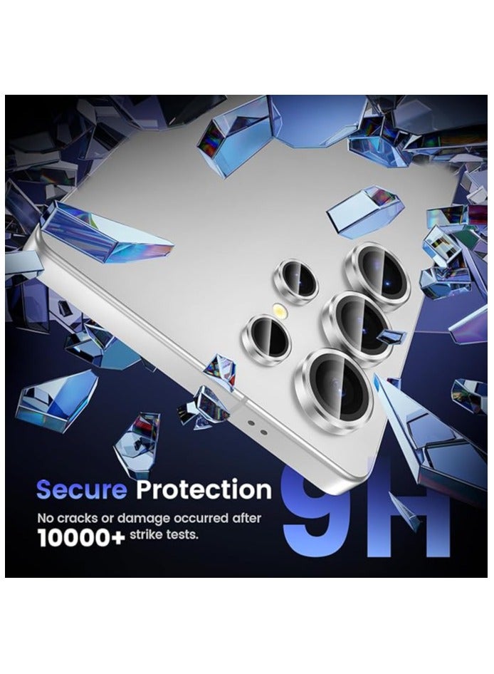 Denx Camera Lens Protector for Samsung Galaxy S25 Ultra 6.9inches, Single Ring Cover 9H Hardness Tempered Glass, Easy Installation Tray, HD Clear (Silver) - Image 5