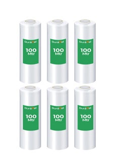 Duravel Clear Stretch Film Multi Use Strong Pallet Wrap Cling Film Tear Resistant Water & Moisture Proof Pallet Stretch Heavy Duty Shrink Wrap Durable Self-Adhering Cling Wraparent (PACK OF-6)  - Image 1