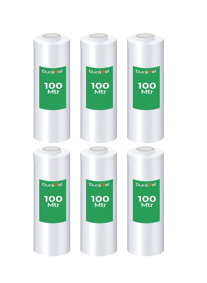 Duravel - Clear Stretch Film Multi Use Strong Pallet Wrap Cling Film Tear Resistant Water & Moisture Proof Pallet Stretch Heavy Duty Shrink Wrap Durable Self-Adhering Cling Wraparent (PACK OF-6) - Image 1