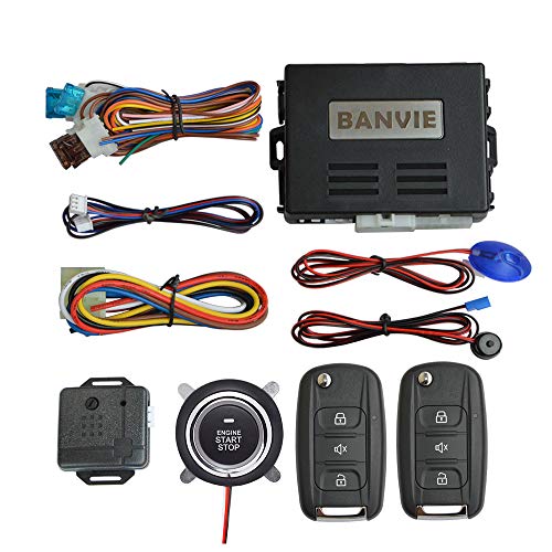 BANVIE Car Alarm System with Remote Start & Push to Start Ignition Kit Engine Button - Image 1
