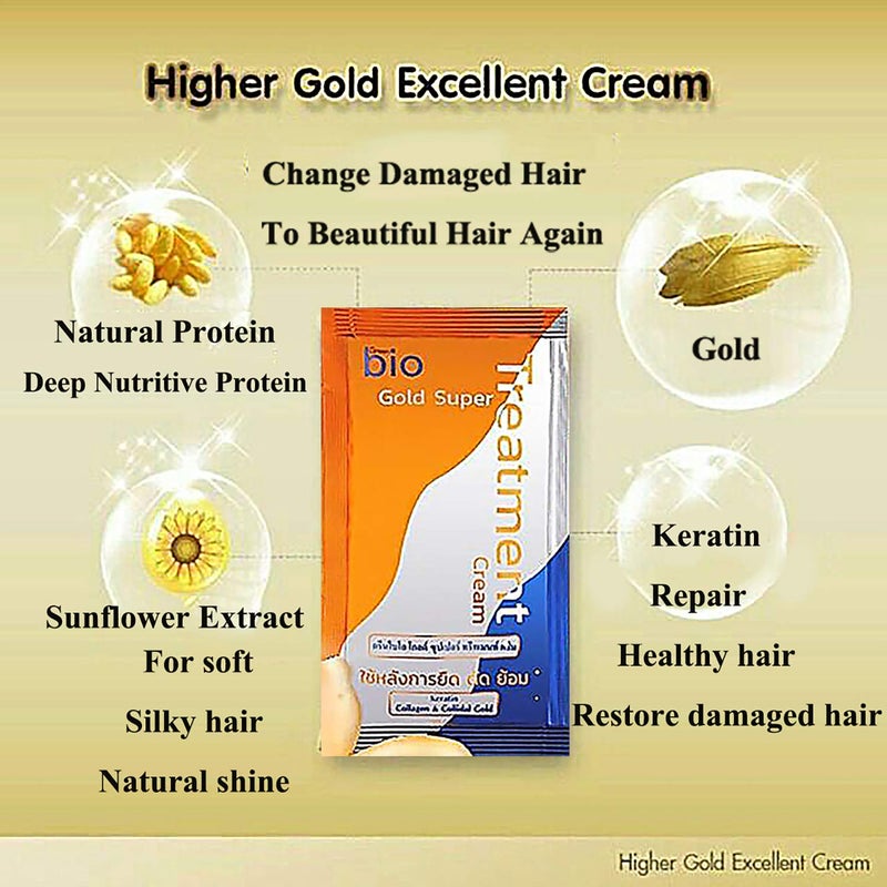 GreenBio 14pcs Extra Deep Repair Gold Keratin Hair Treatment Mask Conditioner Moisture For Extremely Dry Damaged Hair & Split Ends Bleach Hair Color Treated Shiny Smooth Beautiful Hair New Formula - Image 4