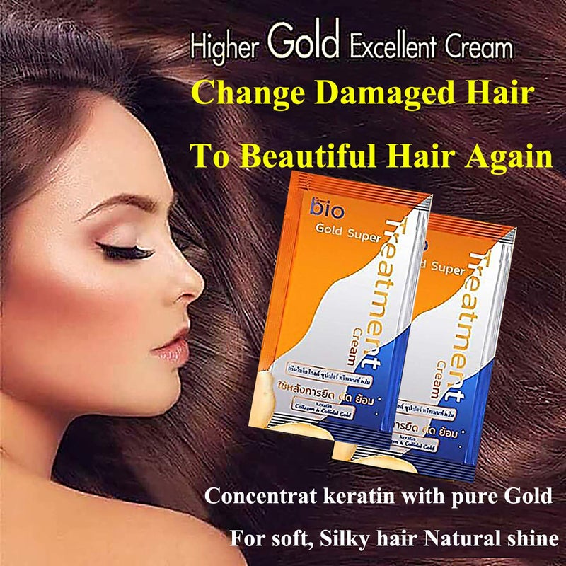 GreenBio 14pcs Extra Deep Repair Gold Keratin Hair Treatment Mask Conditioner Moisture For Extremely Dry Damaged Hair & Split Ends Bleach Hair Color Treated Shiny Smooth Beautiful Hair New Formula - Image 5