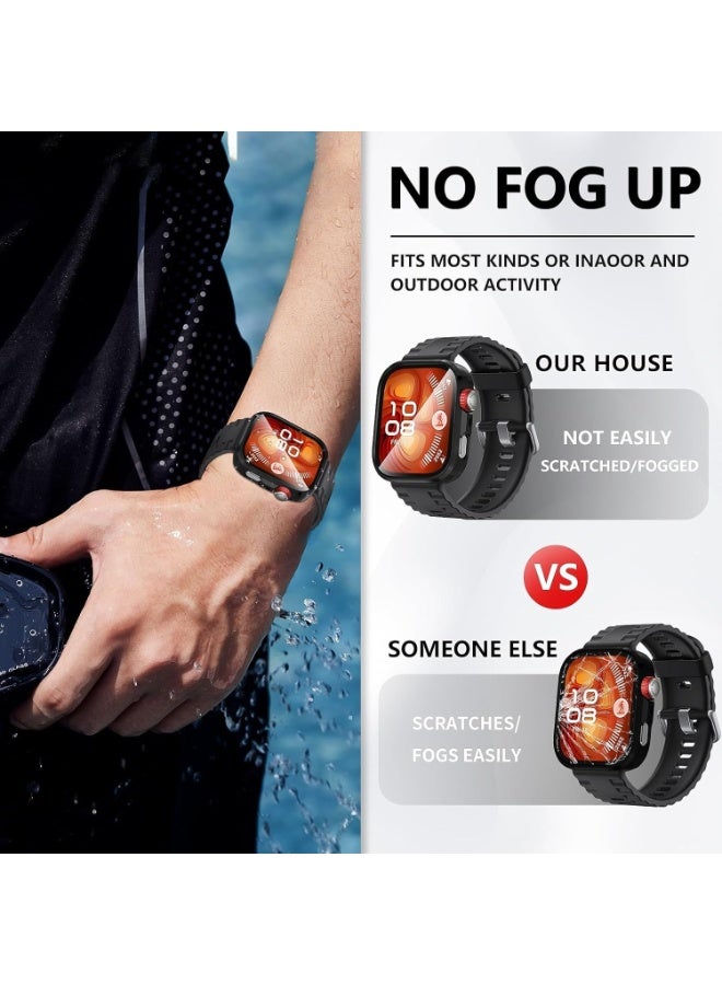 حافظة متوافقة مع ساعة هواوي واتش فيت 4 برو، حافظة صلبة رفيعة ذات تغطية كاملة مع واقي شاشة مدمج من الزجاج المقوى لساعة هواوي واتش فيت 4 برو (أسود) - Image 4