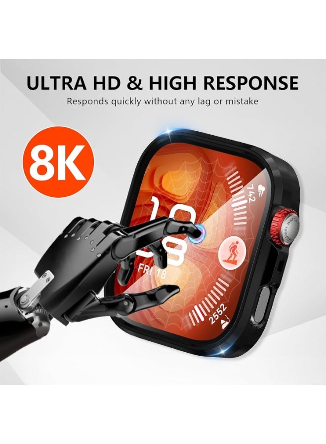 حافظة متوافقة مع ساعة هواوي واتش فيت 4 برو، حافظة صلبة رفيعة ذات تغطية كاملة مع واقي شاشة مدمج من الزجاج المقوى لساعة هواوي واتش فيت 4 برو (أسود) - Image 5