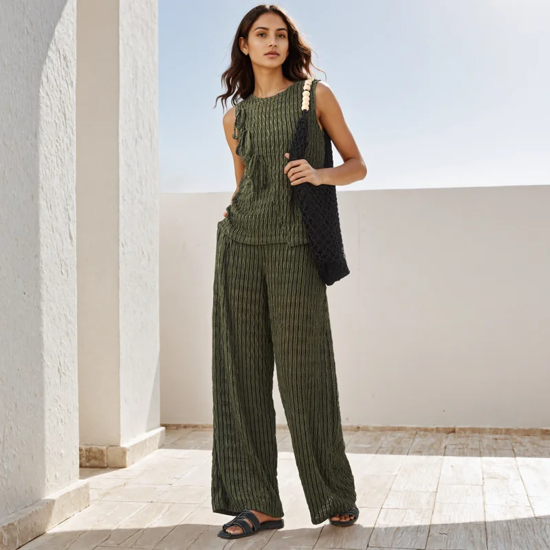 2Xtremz Textured Wide Leg Pants