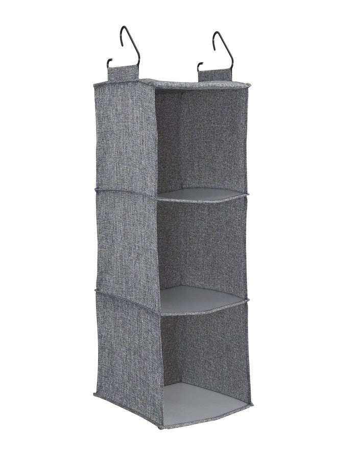 Household Essentials 3 Shelf Hanging Closet Organizer, Hanging Shelf with Hooks, Poly Linen and PEVA Shelving - Image 1