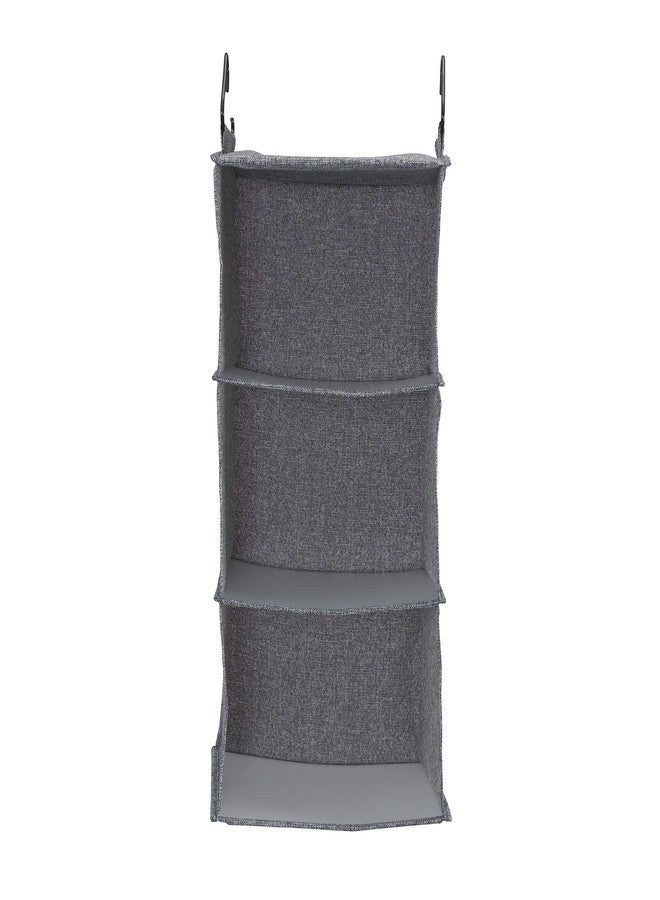 Household Essentials 3 Shelf Hanging Closet Organizer, Hanging Shelf with Hooks, Poly Linen and PEVA Shelving - Image 5